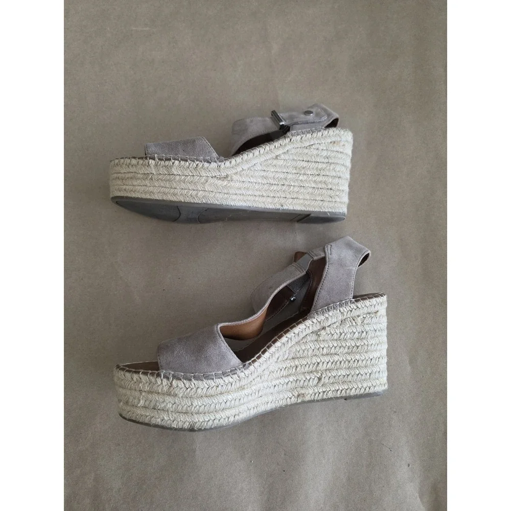 Franco Sarto Suede Espadrille Wedge Sandals Size 10 Beige Solid Casual